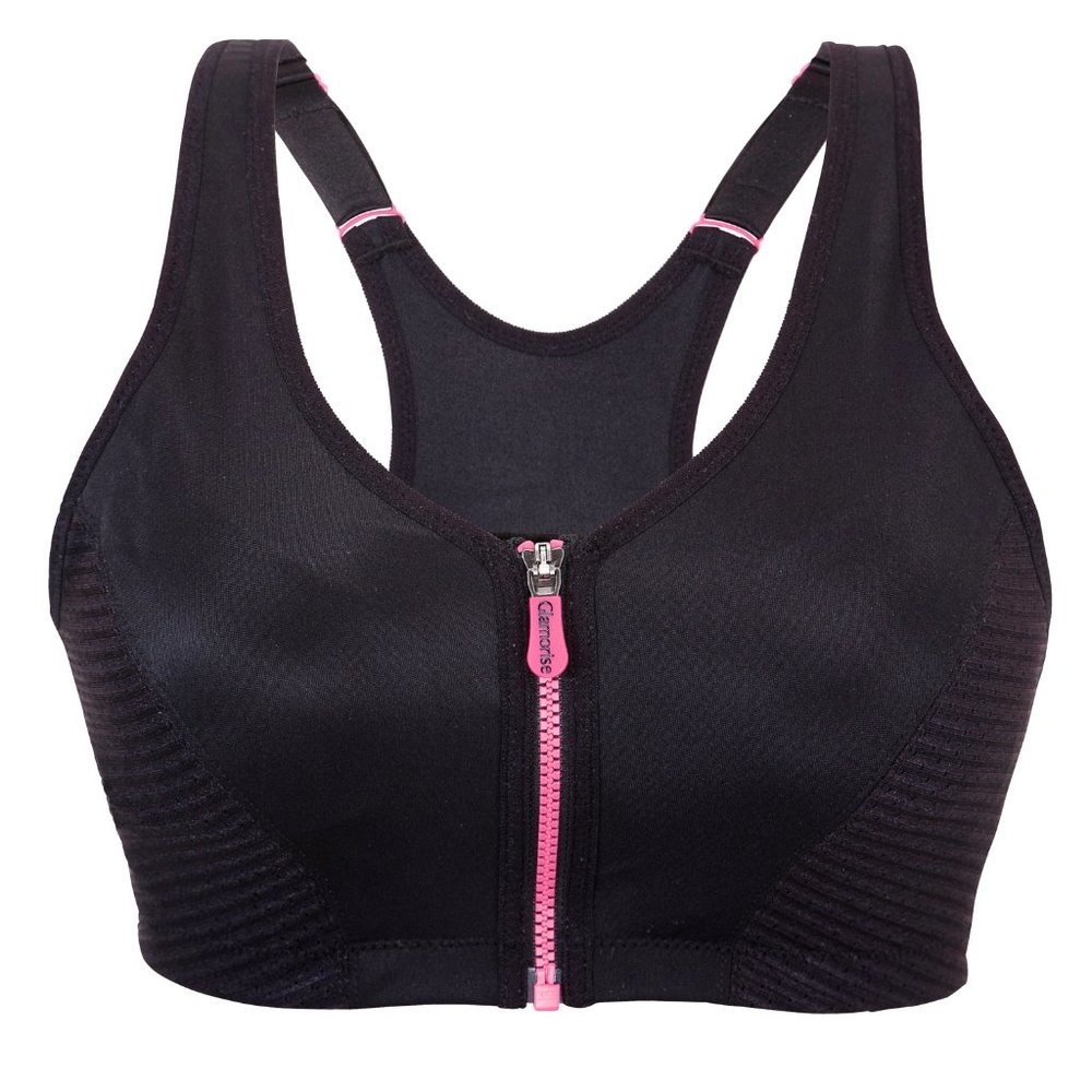 Glamorise SPORT Bra 34DD (HIGH-IMPACT) Wicking (RACERBACK) Stretch BLACK NEW